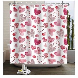💕❤️💕Heart Pattern Shower Curtain/Backdrop/Room Divider - Pink and Red